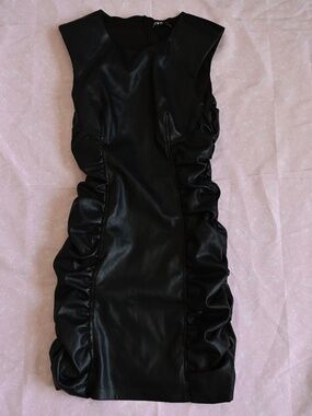 Zara Faux Leather Mini Dress – Size S 🖤✨